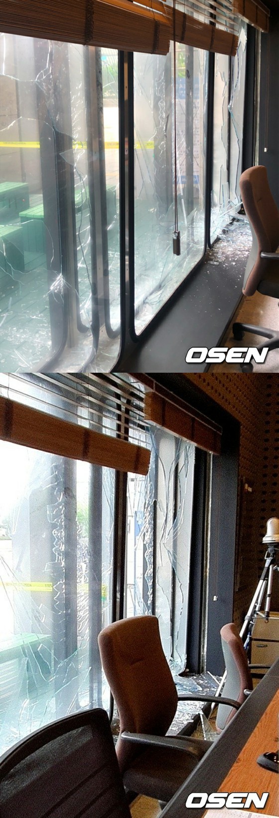 KBS, một trường hợp cửa sổ kính bị vỡ tại một phòng thu mở radio trong khi phát sóng trực tiếp ... Một cảnh gây sốc mà không làm tổn hại đến tính mạng