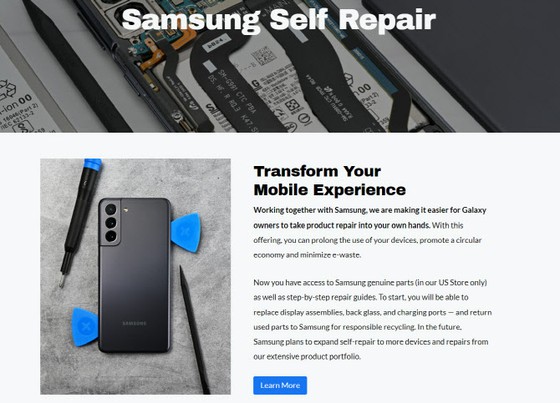 Samsung Galaxy "Bắt đầu dịch vụ tự sửa chữa" ở Mỹ, chưa có ở Hàn Quốc