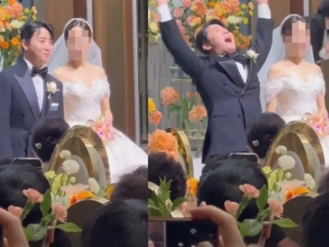 俳優ソ・ドンヒョン、結婚式で力強い万歳三唱…ポーカープレイヤー兼タレントのホン・ジンホの結婚式の現場を公開