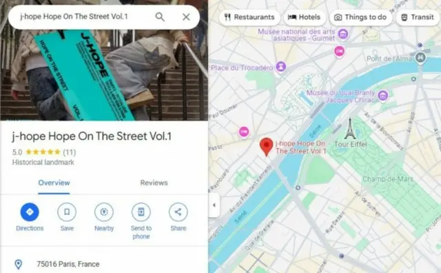 「BTS」J-HOPE、ドキュメンタリーロケ地で訪れた大阪とパリがGoogle Mapsに2